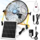 Sumind 20W 12V Solar Panel Powered Fan, 3 in 1 Solar Panel, Cigarette Lighter and AC Charger Powered, Portable Exhaust Fan for Outdoor Chicken Coop Greenhouse Camping Travel(Yellow, 14 Inch)