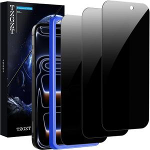 TZGZT (Real Anti Spy) 3 Pack for iPhone 17 Pro Max Privacy Screen Protector Tempered Glass Private Film Accessories, Case Friendly, with Easy to Install Kit, Bubble Free, Scratch Resistant