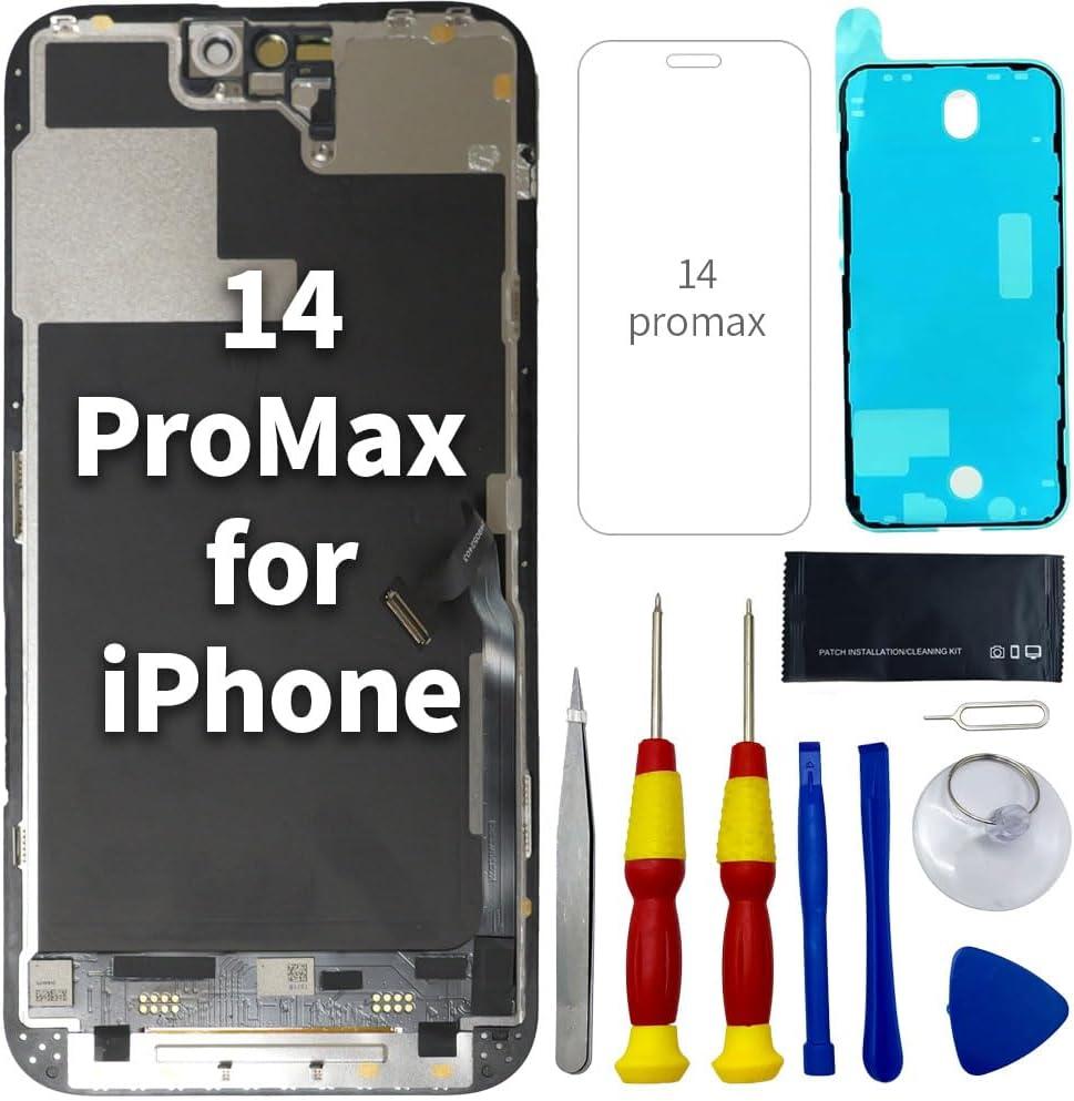 for iPhone 14 Pro Max LCD Screen Replacement Kit with Installation Tools, (Model A2890, A2650, A2889, A2892, A2891)