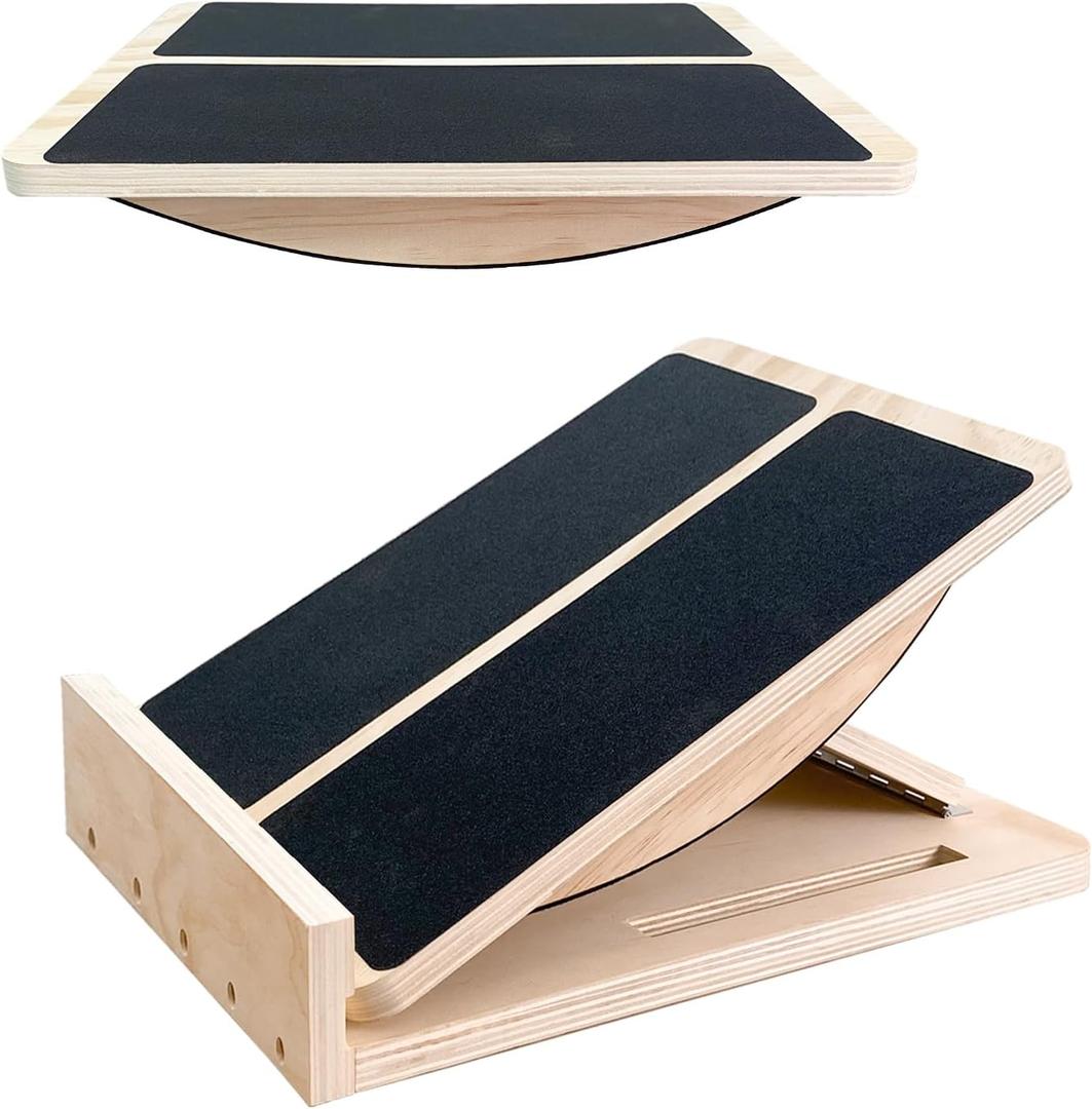 Adjustable Foot Incline Wooden Slant Board For Calf Stretching,440lb Capacity, Balance Velour Stretcher Ankle Stretch Knee Leg Boards Squats Wedge Exercise Fitness Equipmentsland &Balance Board)