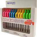 Westcott Right- & Left-Handed Pointed Scissors for Kids Ages 6+, Durable Stainless Steel Blades, Back to School Supplies, Classroom Scissors, Includes Storage Rack, 5-Inch, 12 Pack, Assorted Colors