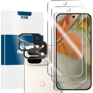 Screen Protector for Google Pixel 9 Pro Fold, [2+2 Pack] Tempered Glass for Pixel 9 Pro Fold & Camera Lens Protectors[Ultrasonic Fingerprint Unlock] [Case Friendly] [Bubble-Free] 6.3 Inches (Transparent)