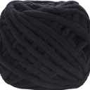 Plush Chenille Chunky Yarn for Crocheting 100g(54.6yd) - Bulky Thick Fluffy Yarn for Knitting- Soft Velvet for Baby, Blanket Knitting Blanket Yarns- Amigurumi Yarns (Black)