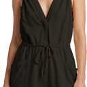 MAKABO Women's Summer Rompers V Neck Sleeveless Jumpsuits With Pockets Adjustable straps Casual Beach Vacation Outfits (Black, S)