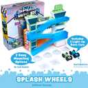 Tub Works Splash Wheels Bathtime Raceway Car Ramp Toddler Bath Toy | Race Car Track with 2 Water-Activated Light-Up Racers | Light Up Bath Toys Flash & Change Colors | Engaging Bathtub Toys for Kids