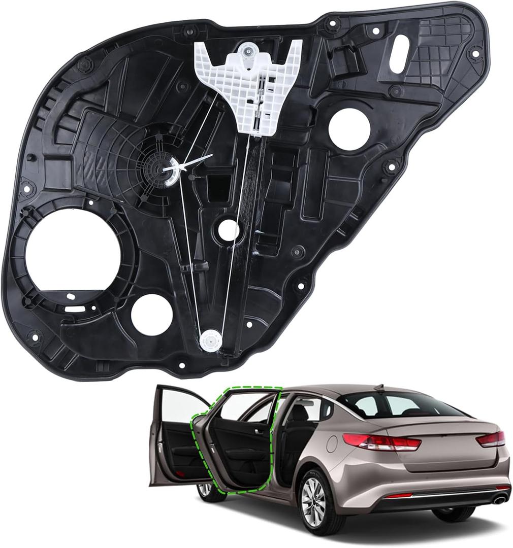 Rear Left Driver Side Power Window Regulator with Panel w/o Motor Compatible for 2016-2021 KIA Optima 83471-D4000
