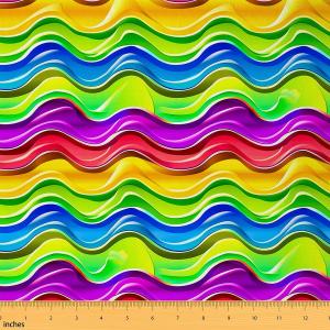 Rainbow Upholstery Fabric by The Yard, Colorful Rainbow Stripe Decorative Fabric for Upholstery and Home DIY Projects, Bright Multicolor Waterproof Outdoor Fabric, 1 Yard, Colorful