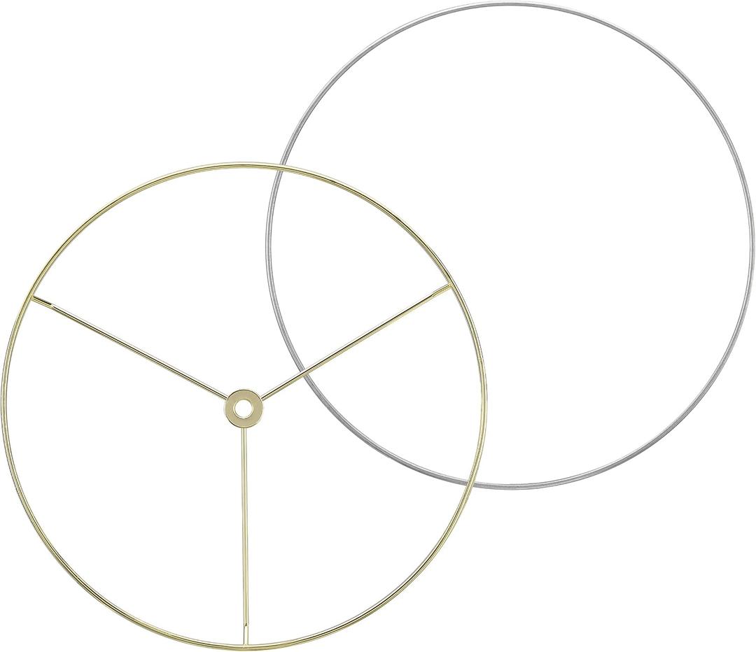 Aspen Creative 20106-11, Metal DIY Drum Lamp Shade Strong Ring, US Style Spider that Connects to Lamp Harp, Top Ring-Brass Plated/Bottom Ring-Galvanized, 16" Diameter Ring