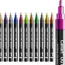 Caliart 12 Colors Outline Markers Shimmer Glitter Pens, Doodling Marker Set for Adults Artists, Cool Fun Craft Drawing Art Supplies