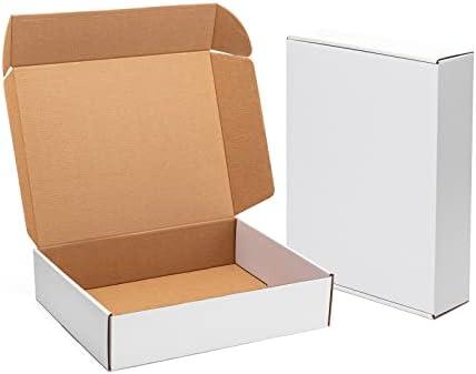 Timirog Shipping Boxes 13x10x3 Inches 18 Pack White Corrugated Cardboard Mailing Box for Small Business, Tab Locking Literature Mailer Packaging Supplies for Packing Book Gifts Craft