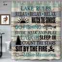 Rustic Lake Rules Shower Curtain for Bathroom, Lake Life Lodge Cabin Farmhouse Relax Quotes Vintage Country Wooden Plank Bathroom Decor Sets Camper RV Waterproof Bath Curtain with Hooks, 72"W x 72"L (Pack of 1)