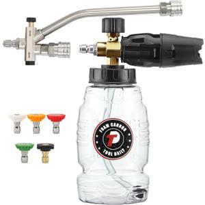 Tool Daily Pressure Washer Foam Cannon with Dual Connector Accessory, Double Tip Attachment for Soap Cannon, 5 Power Washer Nozzle Tips, 1/4 Quick Connect