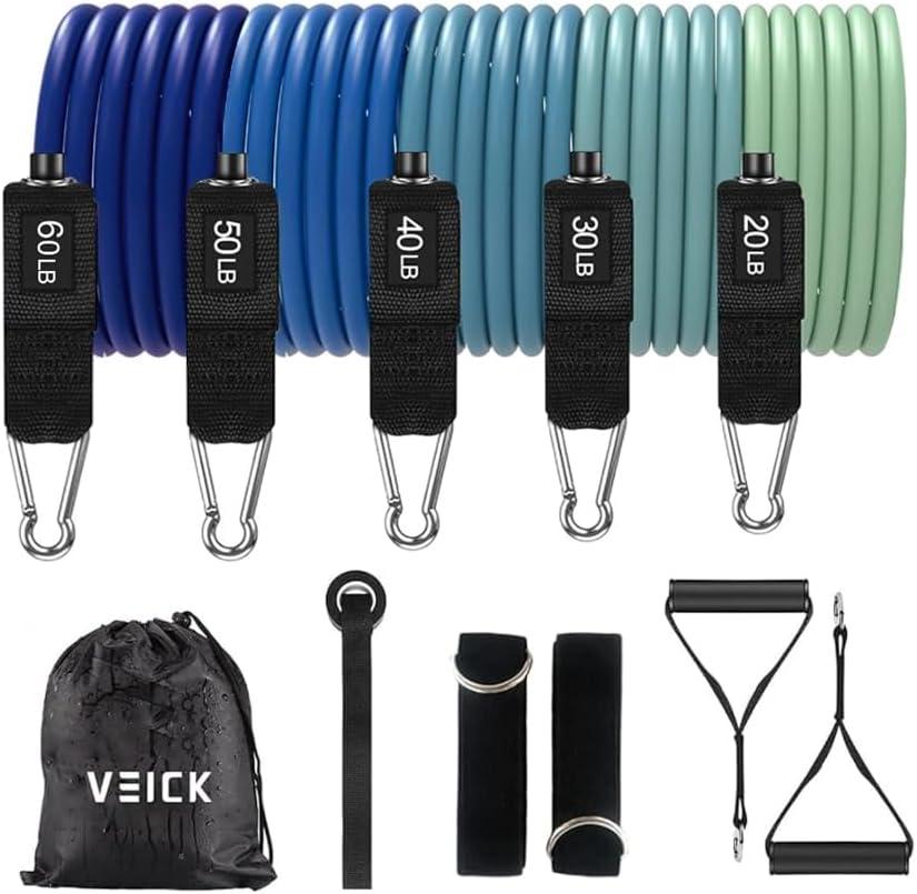 VEICK Resistance Bands with Handles for Men Women, Exercise Bands, Workout Bands for Working Out, Exercising Bands for Fitness Weights Work Out at Home Gym, 100lbs/150lbs/200lbs