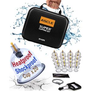 Super Cupping Set, Shockproof Heatproof Extra Thick Cups, Water Repellent Shockproof Professional Carrying Case, 12 Cups