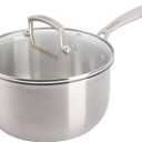 Babish Stainless Steel Saucepan 3.5 Quart Triply Professional Grade Cookware Durable Even Heat Distribution Sauce Pan with Handle for Cooking Boiling Sauces Soups and Everyday Kitchen Use