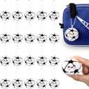 30 Pcs Soccer Keychain Gift Bulk Mini Plush Ball Prizes Funny Sports Players Team Party Favors Gifts for Group (White, Black)