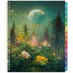 Planner 2025-2025 Planner, 9" x 11", Jul.2025 - Jun.2026, Weekly and Monthly with Colorful Tabs, Strong Twin-wire, Back Pocket - Dreaming Moon, Pack 2