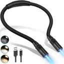 LUXJET Book Light for Reading and Crocheting Rechargeable Neck Light for Knitting and Repairing, Eye-Friendly Neck Reading Light with 3 Colours and Dimmable Brightness (Three Color Temperature (6000K-4000K-3000K), Black)