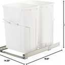 Knape & Vogt SBM15-2-35WH Cabinet Bottom Mount Pull Out Trash Can, 18.8-Inch by 14.25-Inch by 22-Inch