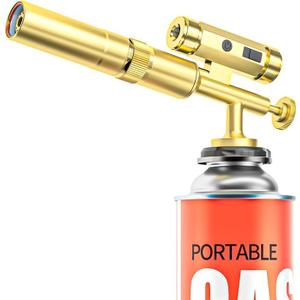 Brass Butane Torch Kitchen Blow Lighter, Culinary Torches Chef Cooking Professional Adjustable Flame with Reverse Use for Creme, Brulee, BBQ, Baking,Butane Fuel Not Included