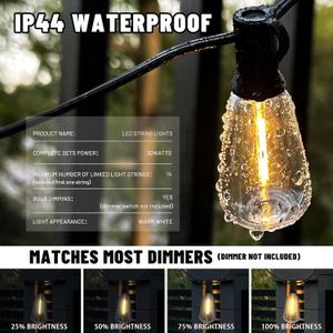 100FT LED Outdoor String Lights, Patio Deck Lights with  Shatterproof ST38 Edison Bulbs, Dimmable Warm White Waterproof Outside Hanging Lights Connectable for Backyard Porch Garden