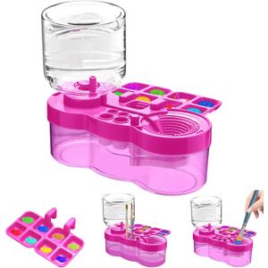 New Paint Brush Cleaner Tool, Acrylic Paint Brush Washing Station with Palette Face Paint Brush Water Cup for All Purpose Oil Watercolor Brush Painting Artist Professional Kits