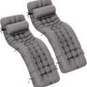 Tudomro 66'' Outdoor Chaise Lounge Cushion Waterproof Patio Pool Chaise Lounge Cushion with Headrest Pillow Tie Fade Resistant Replacement Longue Rocking High Back Chair(Dark Gray,2 Pcs), 66.14 x 19.69 x 3.9 inches