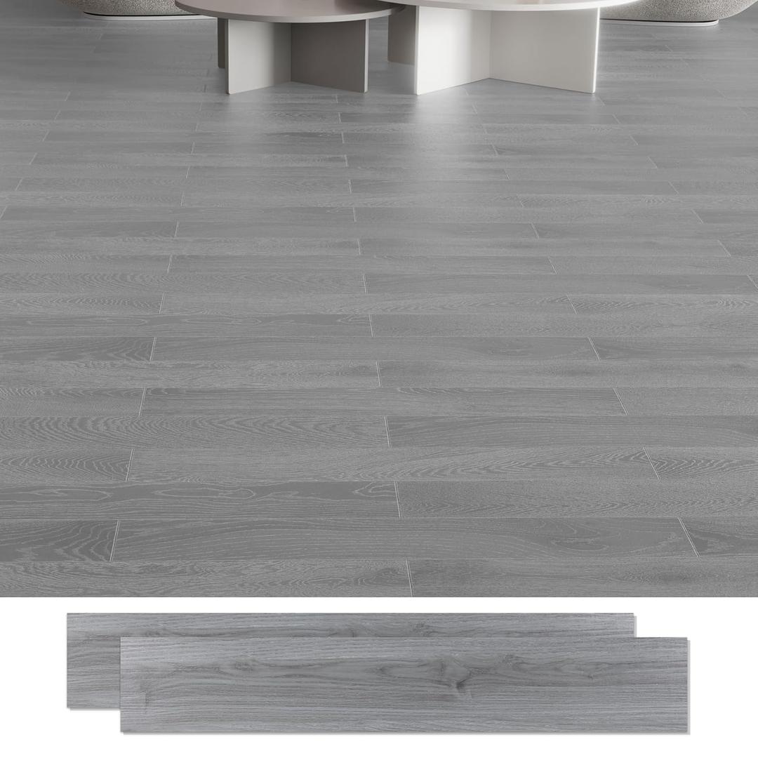 RORA Peel and Stick Floor Tile, 12-Pack 18 SF, Wood Plank Waterproof Vinyl