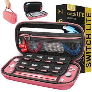 Orzly Carry Case for Nintendo Switch Lite - Portable Travel Carry Case with Storage for Switch Lite Games & Accessories (Coral)