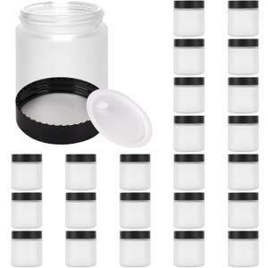 BILLIONSTARS 100g White Frosted Glass Cream Jars with Black Lid - Airtight Cosmetic Containers for Face Cream, Body Lotion, DIY Skincare Packaging, BPA-Free (Set of 24) (White Frosted, 3.5oz)