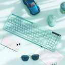 Wireless Keyboard and Mouse for MacBook, Vivefox Teal Wireless Keyboard with Phone Holder, USB A & Type C Receivr, Full-Size Combo for Mac, MacBook/Air/Pro Windows PC Computer, Mint Green