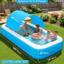 Extra Large Inflatable Pool for Adults and Kids, 145" x 74" x 22" Blow Up Pool for Family, Oversized Inflatable Pools with Canopy & Pump, Large Inflatable Swimming Pool for Backyard Outdoor