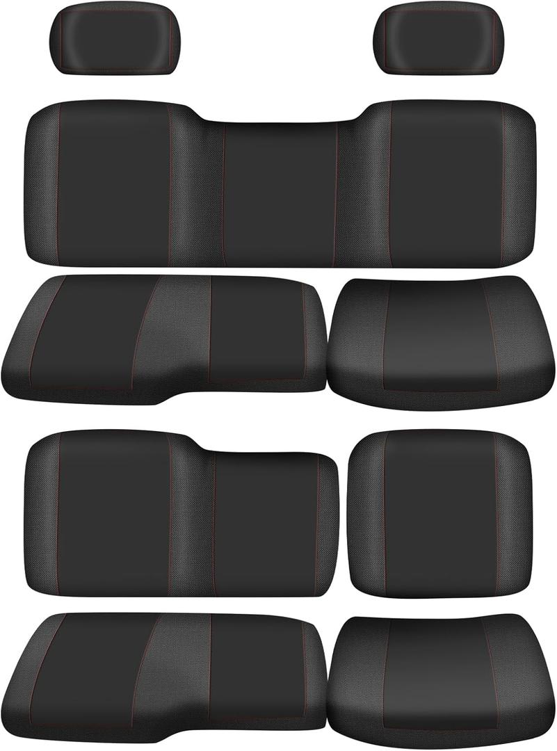 BORDAN UTV Seat Cover for Polaris Ranger Crew XP 1000 2017-2021, Heavy Duty 1680D Waterproof Seat Covers for UTV Polaris Ranger Crew 1000 Premium 2020-2025 Full Protection Outdoor (9 PCS) (Black)