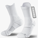 Compression Running Socks 3 Pairs, Cushion Crew Socks, Anti-Blister Moisture Wicking Athletic Hiking Basketball Socks