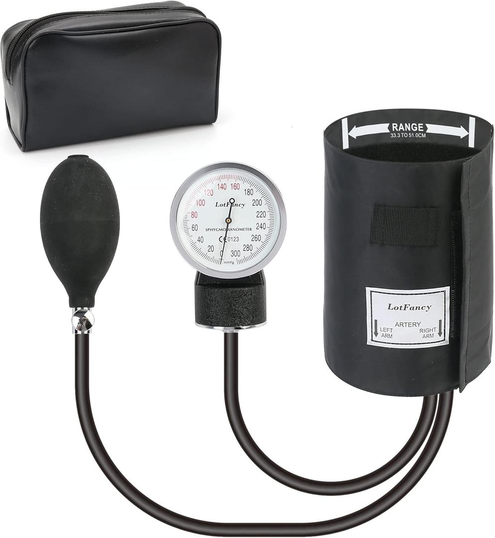 LotFancy Aneroid Sphygmomanometer, Large Adult Cuff (13" to 20"), Professional Manual Blood Pressure Monitor, Nurse BP Monitor, Durable Carrying Case Included, L Cuff