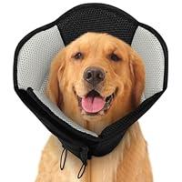 AOFITEE Dog Cone - Soft Cone for Dogs After Surgery, Comfy Cones for Large Dogs to Stop Licking, Adjustable Soft Dog Cone Collar, Elizabethan Pet E-Collar for Wound Healing, Pink Large (Black, XL)