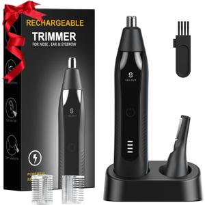 Ear and Nose Hair Trimmer for Men, 2025 Professional Painless USB Rechargeable Eyebrow & Facial Electric Hair Trimmer for Men Women, Powerful Motor, Dual Edge Blades, IPX7 Waterproof Easy Clean (Black)
