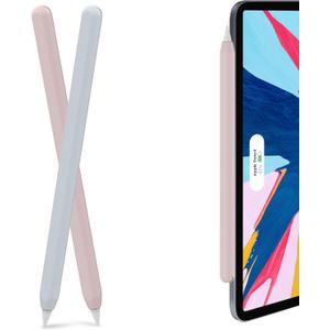 AhaStyle Silicone Case for Apple Pencil 2nd Generation & Apple Pencil Pro (2024) Sleeve Skin Ultra Thin Apple Pencil Protective Cover Compatible with Magnetic Charging and Double Tap (Blue, Pink) (2pcs Light Blue & Pink)