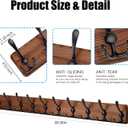 Gohiuo Rustic 38.6" Large Coat Rack Wall Mount, Long Wood Coat Hooks with 10 Triple Hooks, Heavy Duty Wooden Coat Hanger Wall Mount for Entryway, Farmhouse Hanging Jackets, Coats, Hats, Bags,Towel