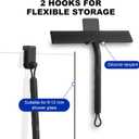 wlich Shower Squeegee for Glass Doors, 8.5" Slicone Squeegee for Shower Glass Door, Black Shower Squeegee for Shower Doors Windows Mirrors Cars Cleaning, Shower Door Squeegee with 2 Hooks