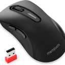 memzuoix 2.4G Wireless Mouse, 1400 DPI Computer Mice with USB Receiver, Portable Wireless USB Battery Powered Cordless Mouse for Laptop, PC, Desktop, 5 Buttons (Matte Black)