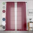 OWENIE Sheer Curtains 96 Inch Long, Elegant Sheer Curtains for Bedroom, Window Voile Sheer Curtain Panels/Drapes/Treatment for Living Room, 2Pcs, Each 42" W x 96" L, Burgundy