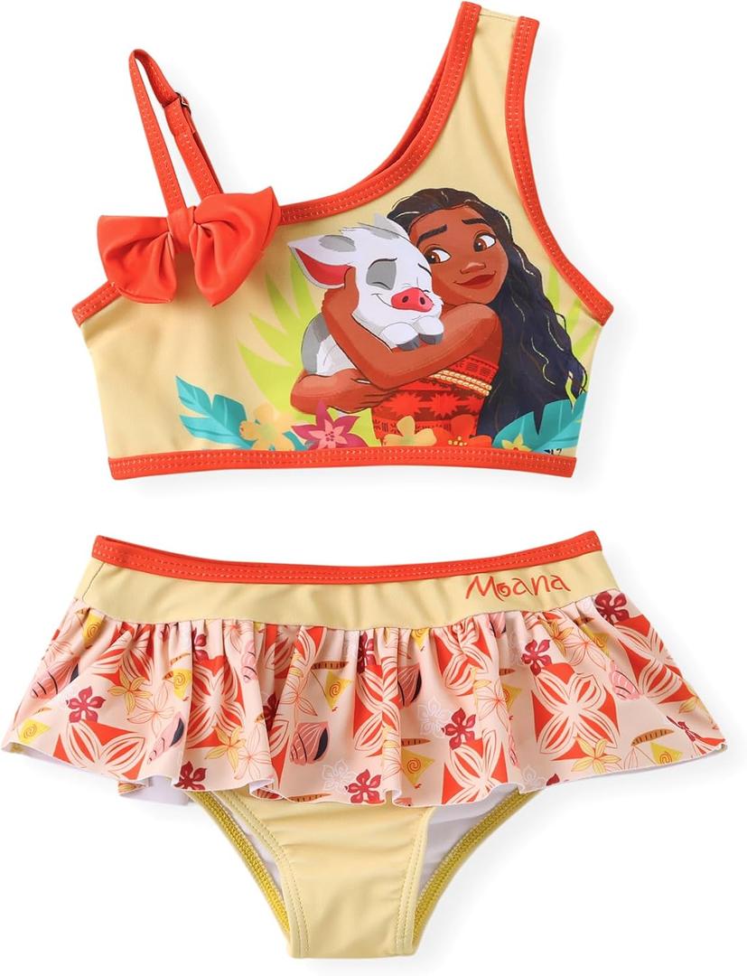 Disney Princess Moana Ariel Mickey and Friends Toddler Girls 2 Piece Tankini Bathing Suits Summer Rash Guard Swimwear