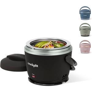 Crock-Pot Electric Lunch Box 20-Ounce Portable Food Warmer Black Licorice Perfect for Travel On-the-Go & Office Use | Stylish Spill-Free & Dishwasher-Safe | Ideal Men & Women's Gifts