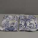 H.VERSAILTEX Linen Curtains Damask Floral Natural Linen Textured Curtains for Living Room 84 Inch Length Drapes Vintage Floral Pattern Privacy Added Light Filtering Mid-Century Style 2 Panels, Navy