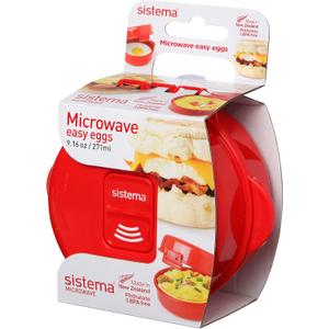 Sistema Easy Eggs Microwave Egg Cooker 270 ml Egg Poacher with Steam Release Vent BPA-Free Red 1 Count