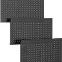 TORACK 3 pcs Metal Pegboard Panels for Wall Garage Utility Tools Storage Pegboard for Workbench, Shop, Modular Peg Board Tool Organizer Boards(Pack of 3, Black)