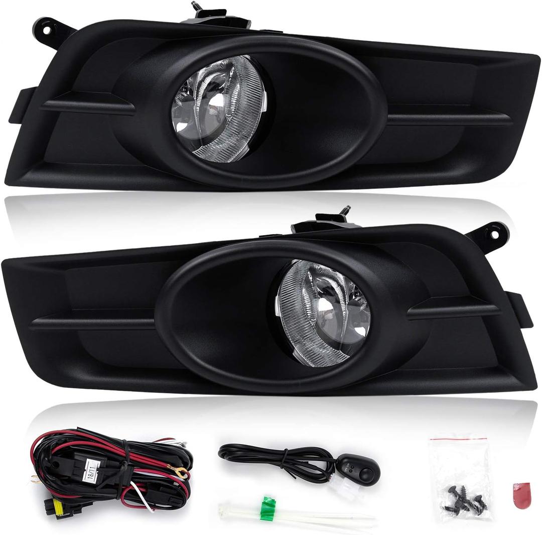 Cruze Fog Light 2011 2012-2014 - RP Remarkable Power, Driving Bumper Fog Lamp for 2011 2012 2013 2014 Replacement Clear Lens Chrome Black Bezel Kits