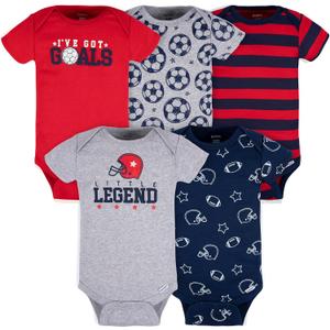 Gerber Baby-Boys 5-pack Short Sleeve Variety Onesies Bodysuits (0-3 Months, Sports Blue)