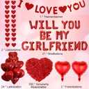 Will You Be My Girlfriend - 550 Pcs Red Letter Foil Balloons I Love You Banner Garland Streamer Rose Petals Valentine's Day Decorations For Romantic Confessions Anniversaries Proposal Engagements